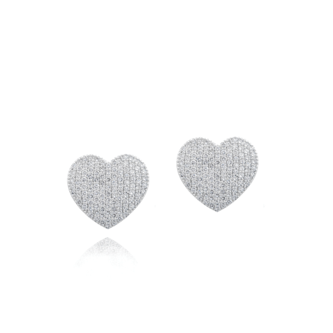 Vertical 14K Yellow Gold Infinity Diamond Mini Heart Stud Earrings