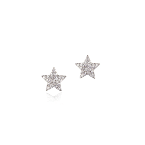 Vertical 14K Yellow Gold Infinity Diamond Mini Star Stud Earrings