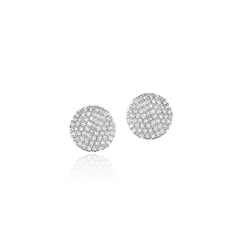 Vertical 14K Yellow Gold Infinity Diamond Mini Circle Stud Earrings