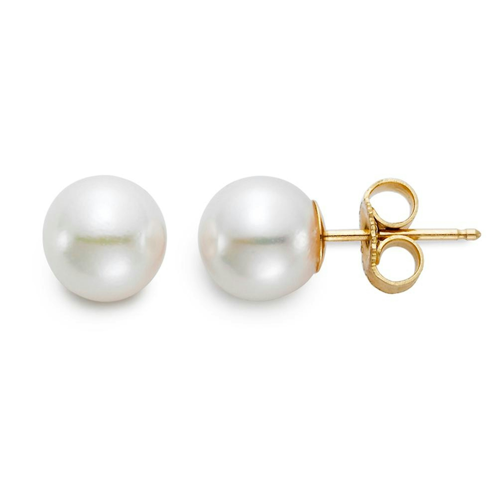 Vertical 18K White Gold 8-8.5MM A Akoya Pearl Stud Earrings