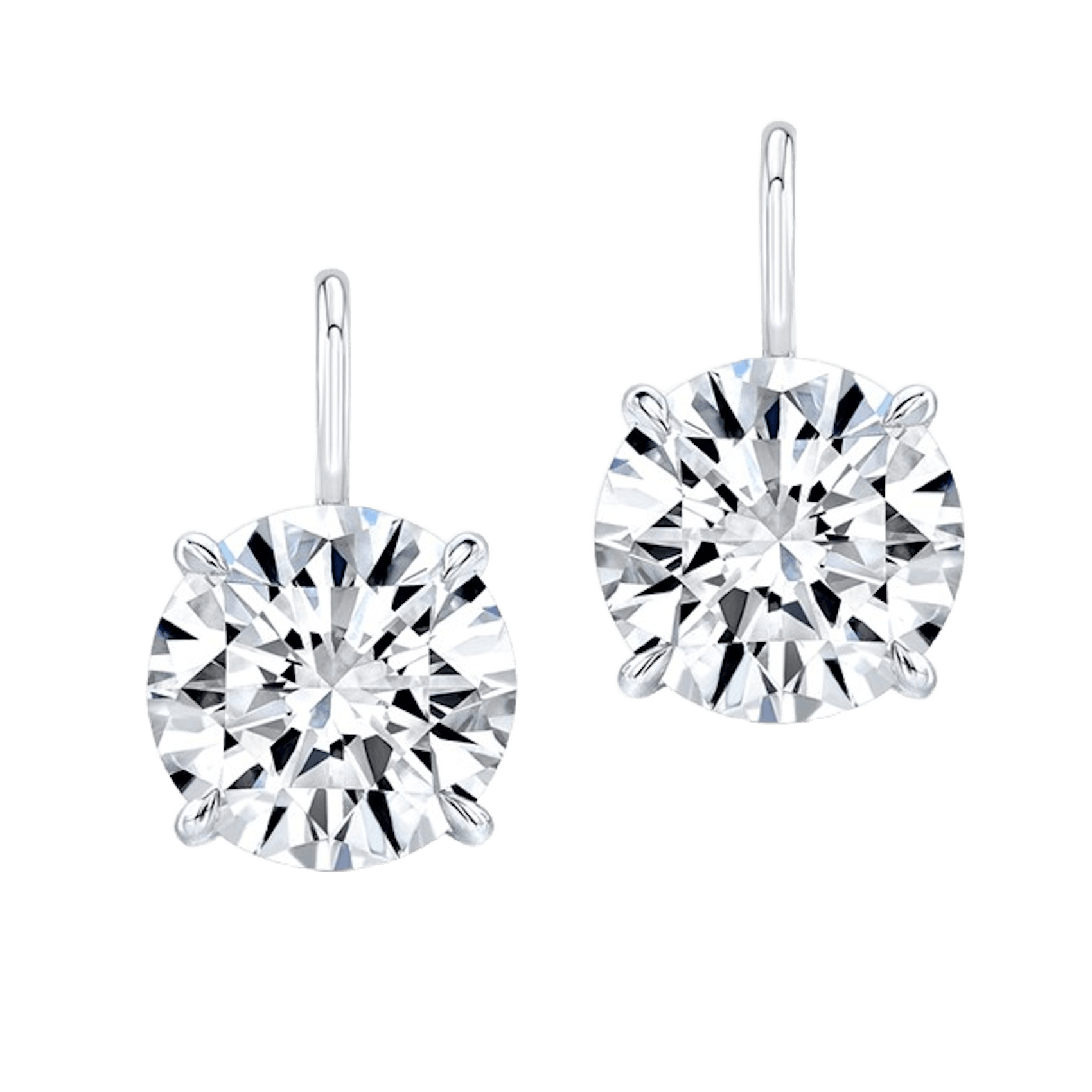 Vertical 18K White Gold Round Diamond Earrings