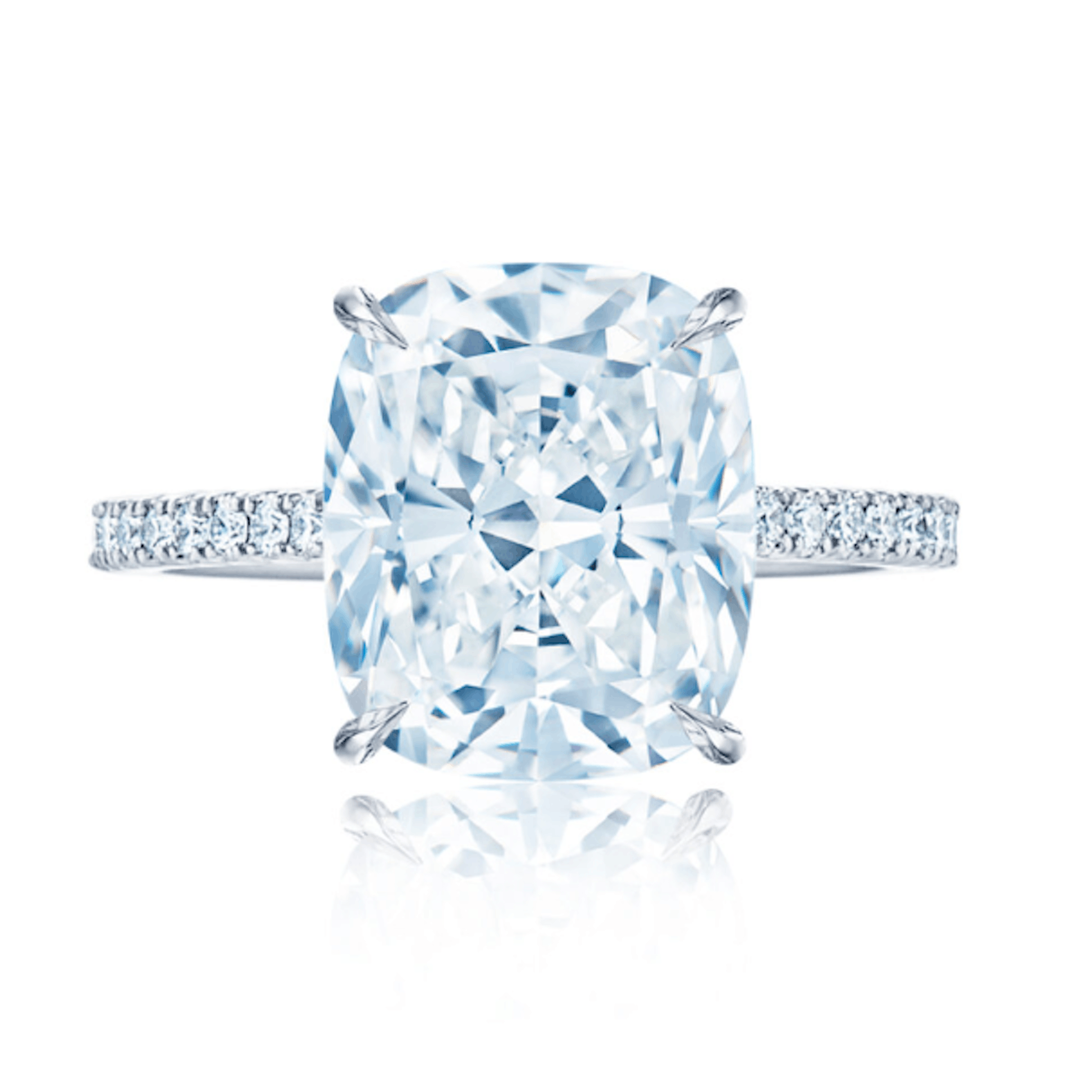 Vertical Platinum Cushion Diamond Ring