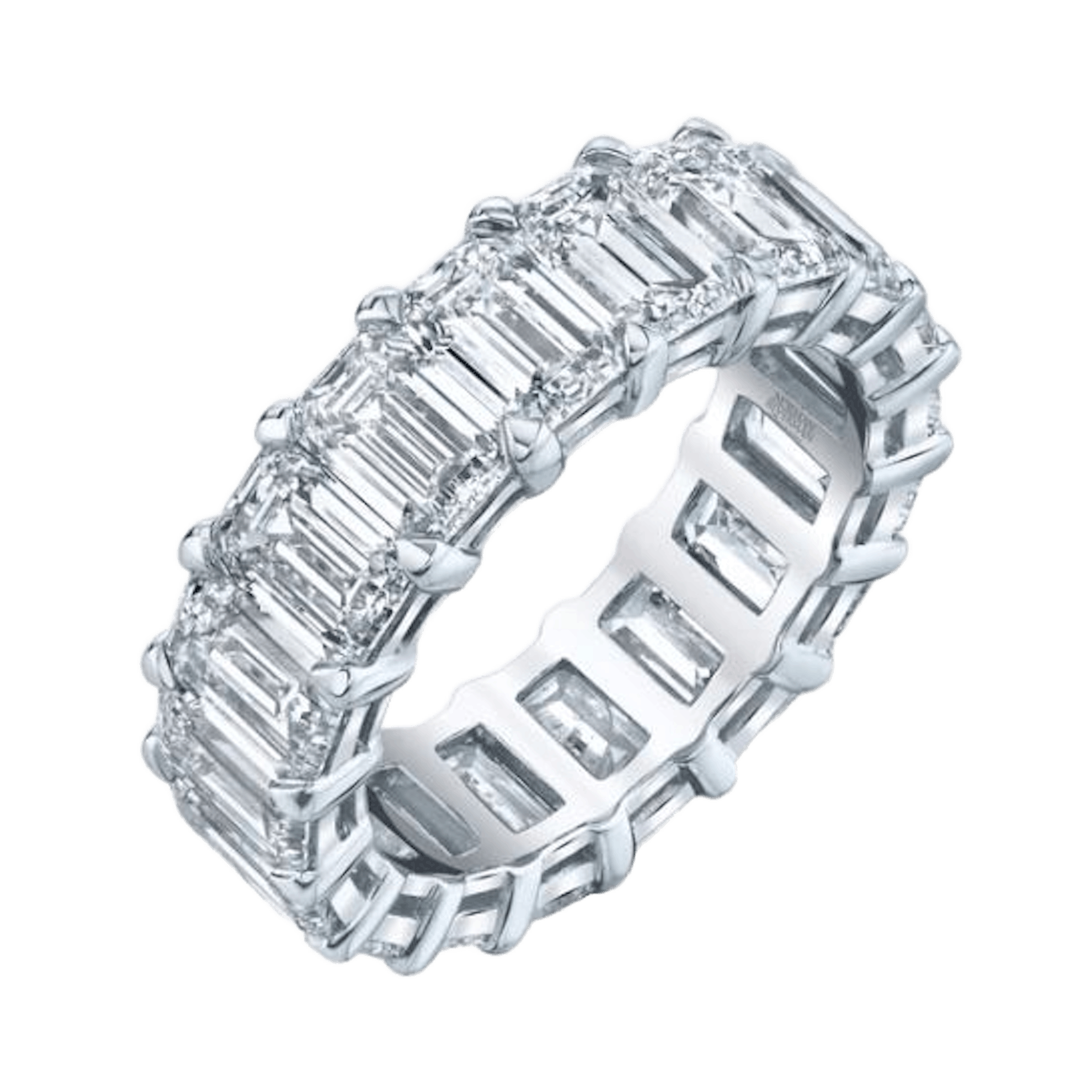 Vertical Platinum Emerald Diamond Eternity Band