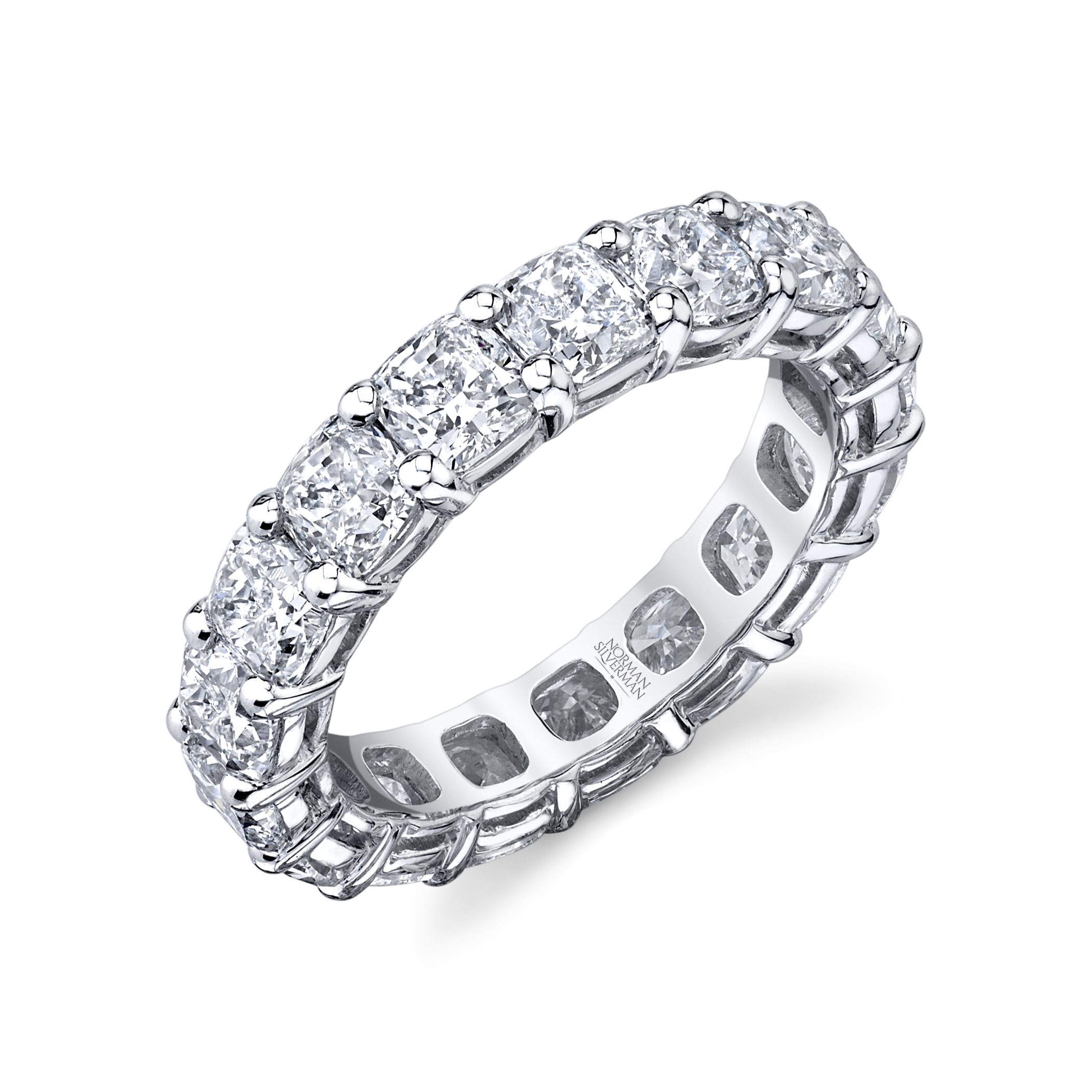 Vertical Platinum Cushion Diamond Eternity Band