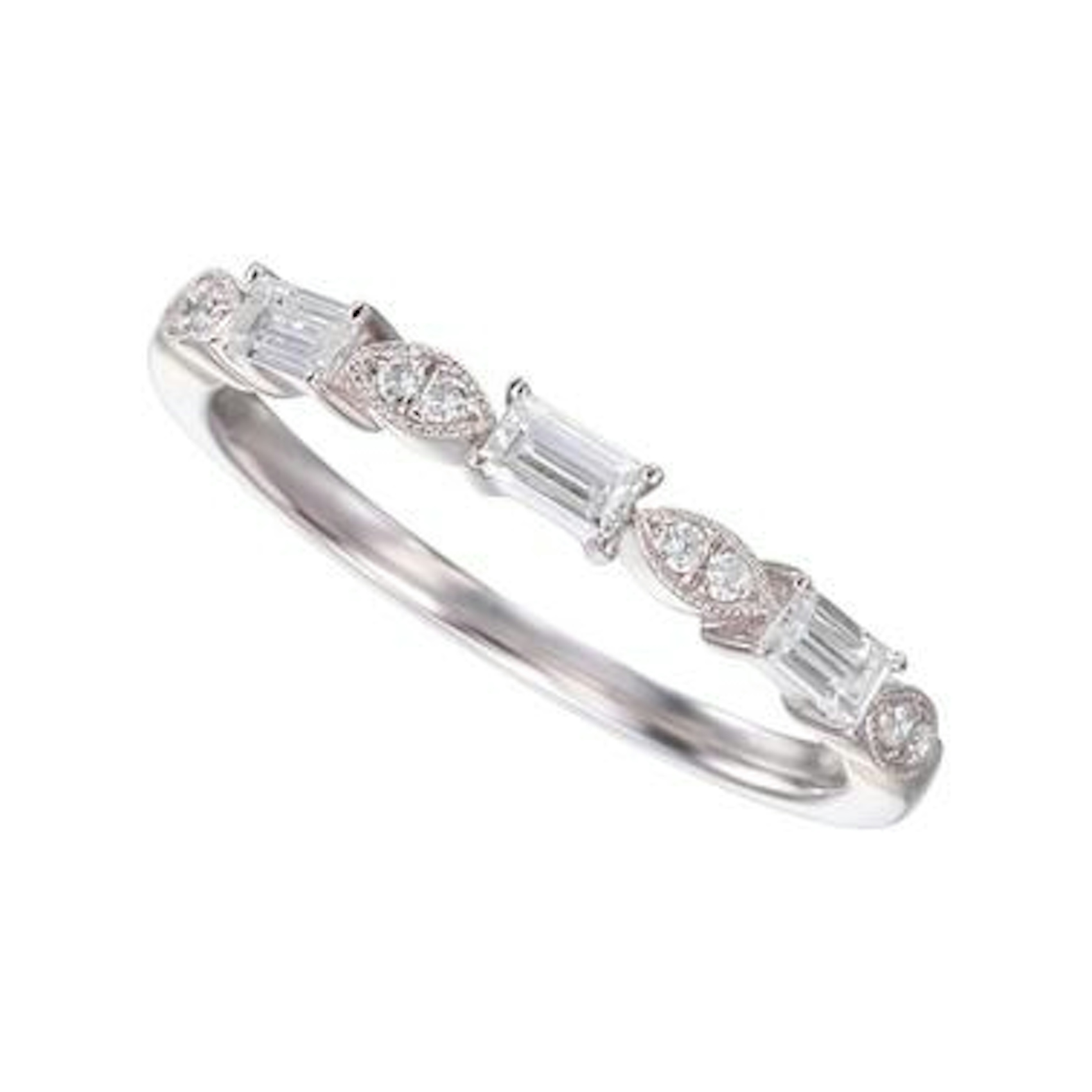 Vertical 18K White Gold Diamond Band