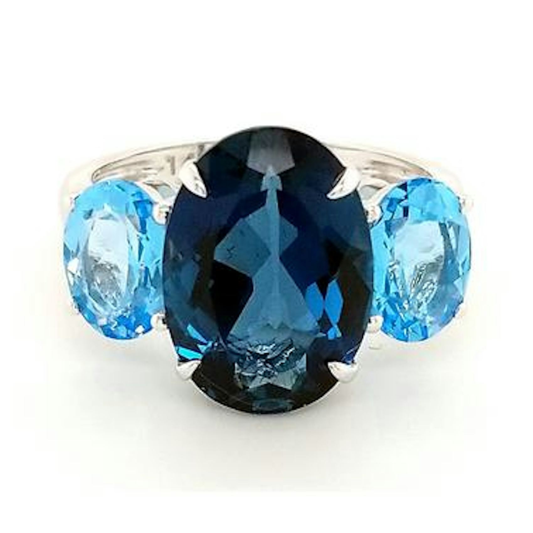 Vertical 14K London Blue Topaz and Blue Topaz Ring