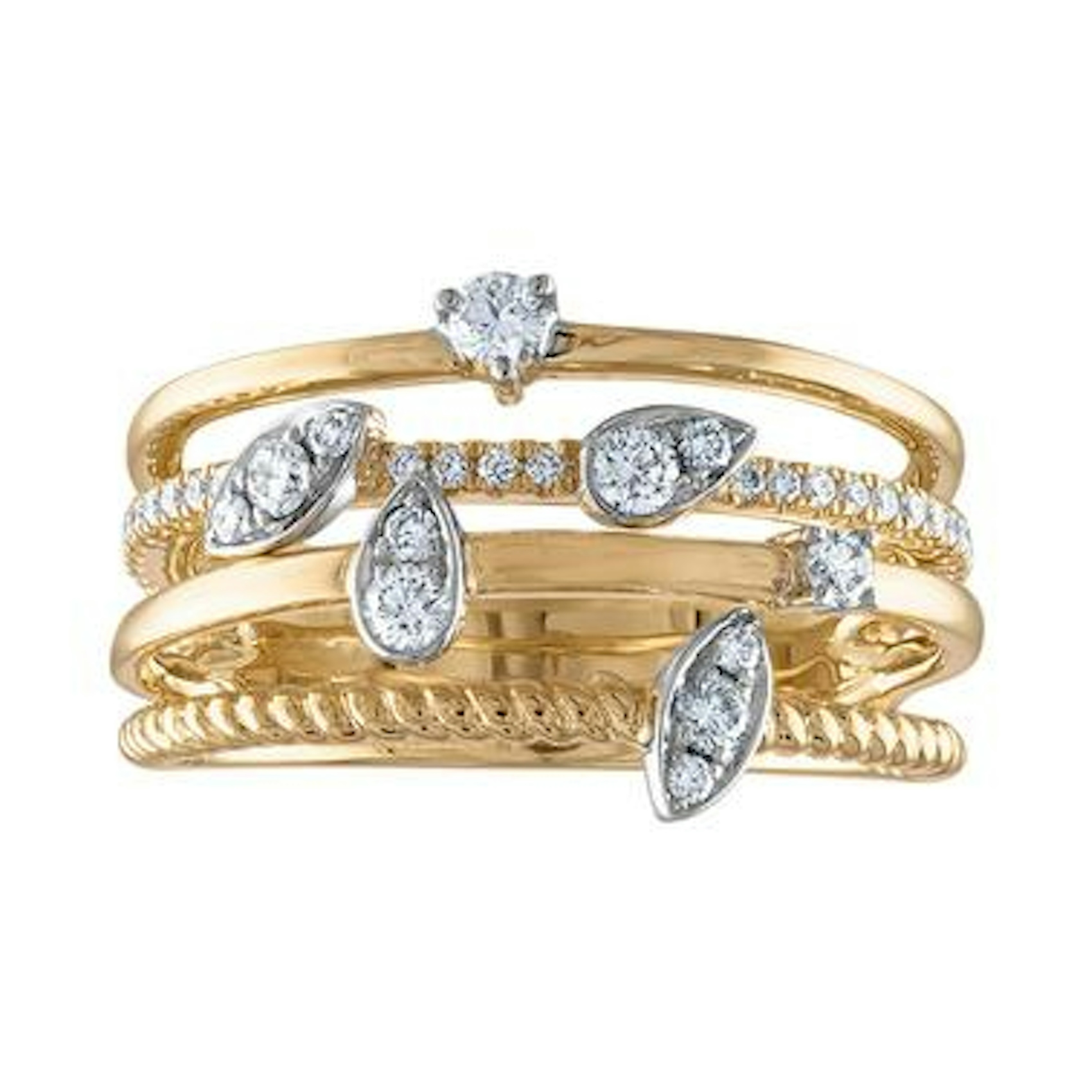 Vertical 14K Yellow Gold Diamond Band
