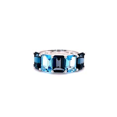 Vertical 14K London Blue Topaz and Blue Topaz Ring
