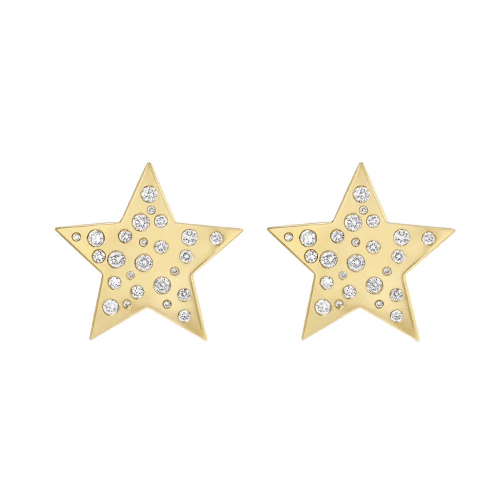 Vertical 18K Yellow Gold Starbright Diamond Stud Earrings