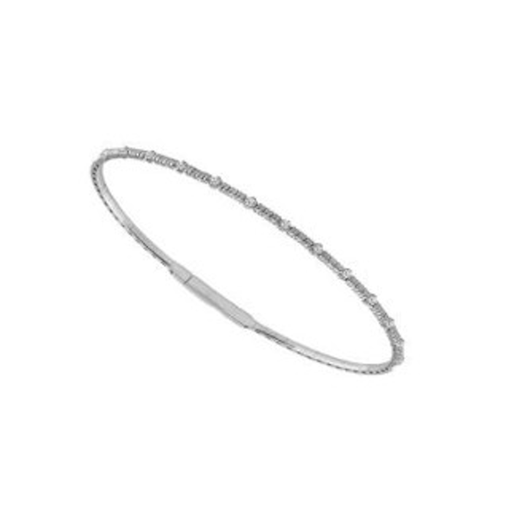 Vertical 14K White Gold Diamond Flexie Bangle Bracelet