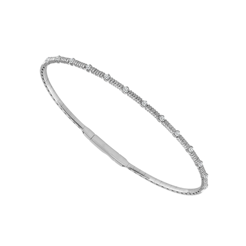 Vertical 14K White Gold Diamond Flexie Bangle Bracelet