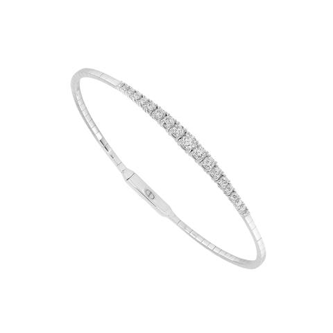 Vertical 14K White Gold Diamond Flexie Bangle Bracelet