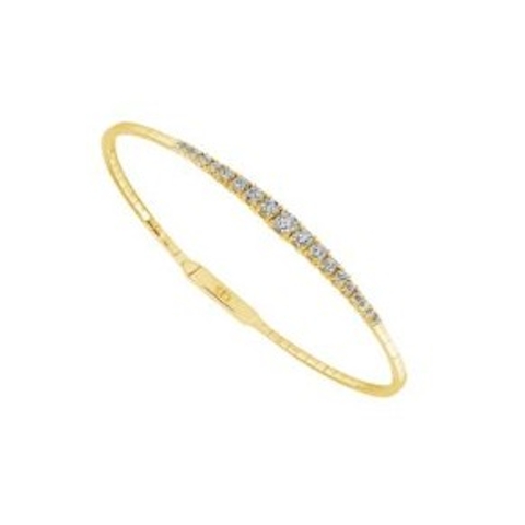 Vertical 14K Yellow Gold Diamond Flexie Bangle Bracelet