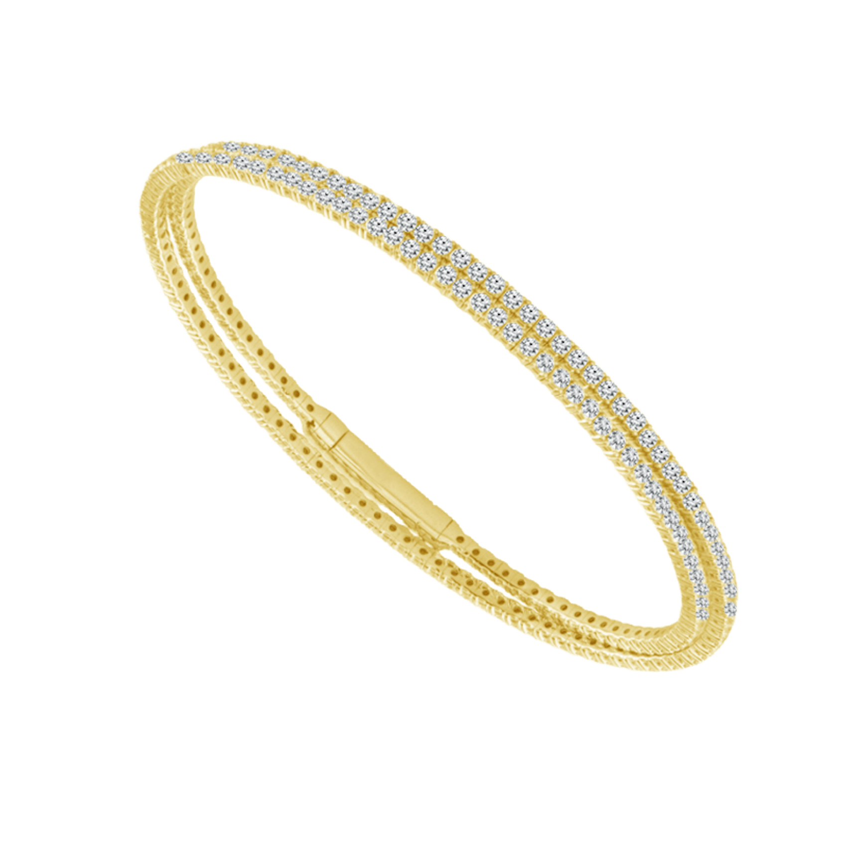 Vertical 14K Yellow Gold and Titanium Double-Wrap Diamond Bracelet
