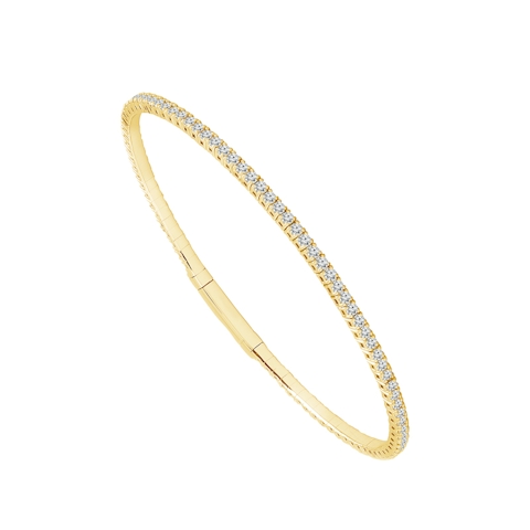 Vertical 14K Yellow Gold Diamond Flexie Bangle Bracelet