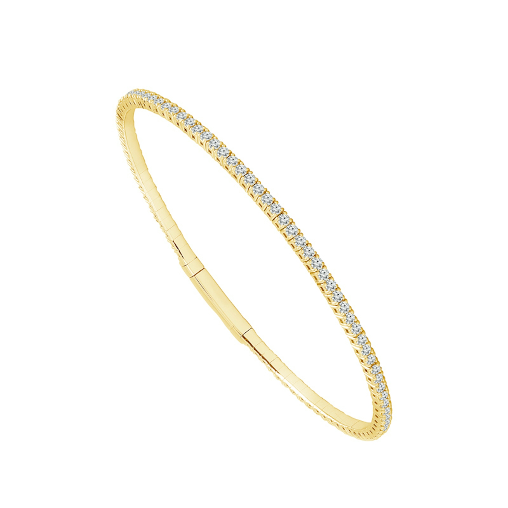 Vertical 14K Yellow Gold Diamond Flexie Bangle Bracelet