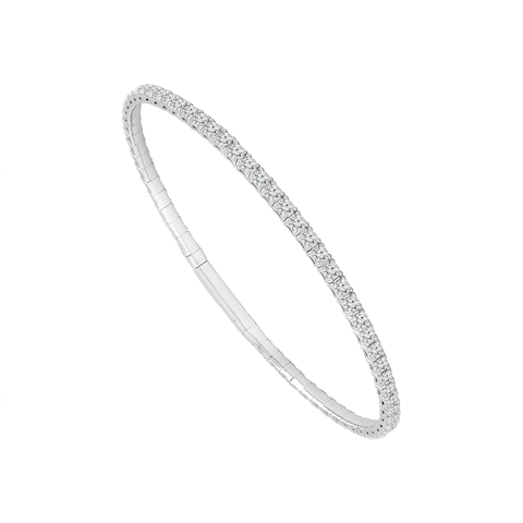 Vertical 14K White Gold Diamond Flexie Bangle Bracelet