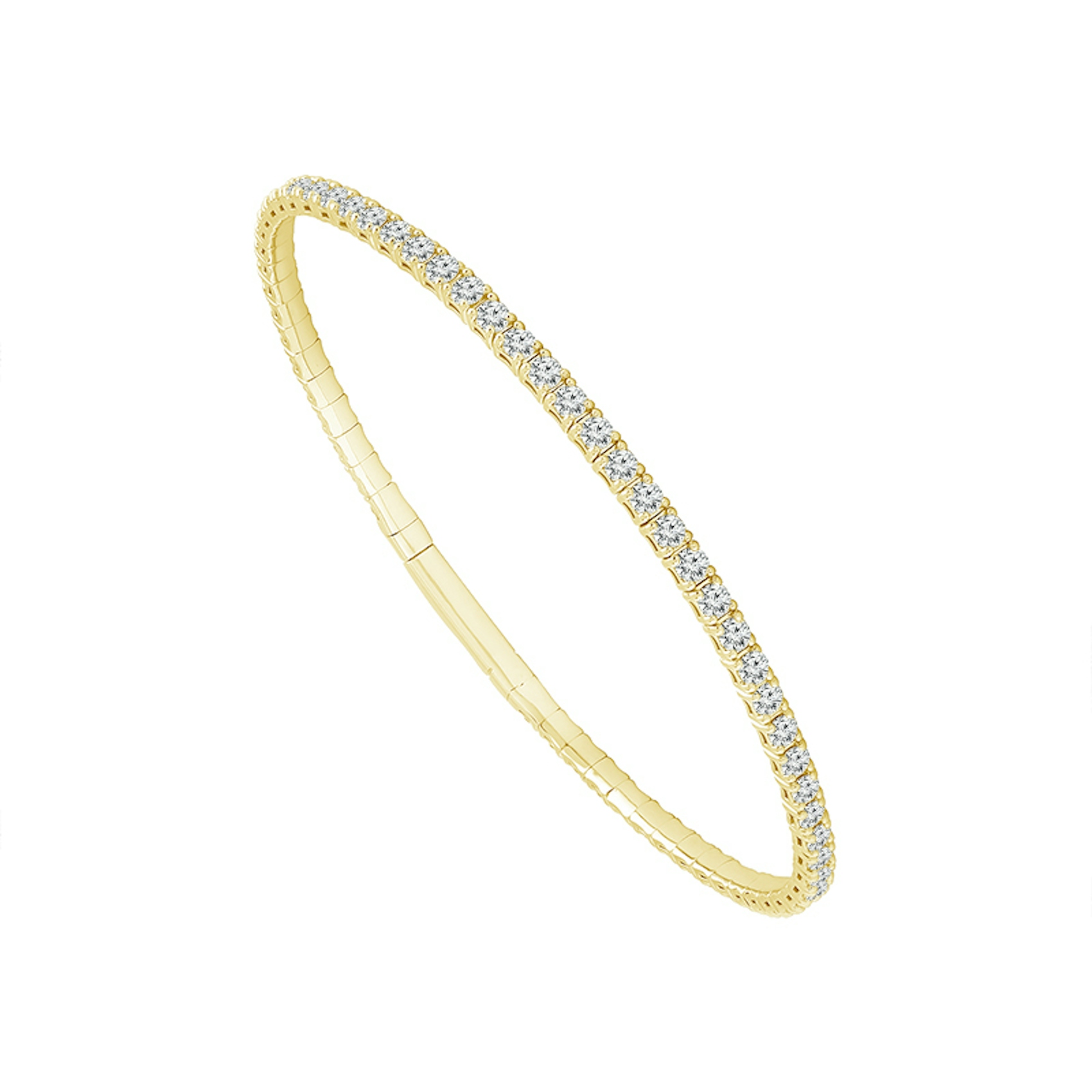Vertical 14K Yellow Gold Diamond Flexie Bangle Bracelet