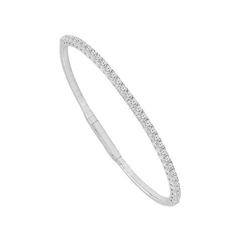 Vertical 14K White Gold Diamond Flexie Bangle Bracelet
