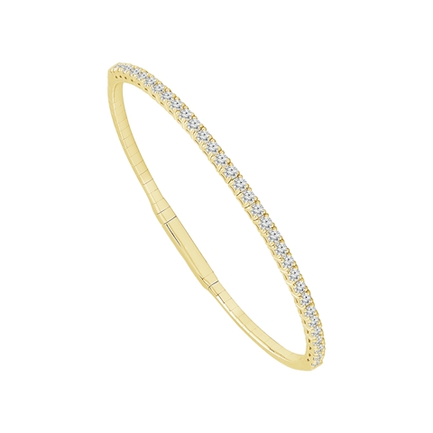 Vertical 14K Yellow Gold Diamond Flexie Bangle Bracelet