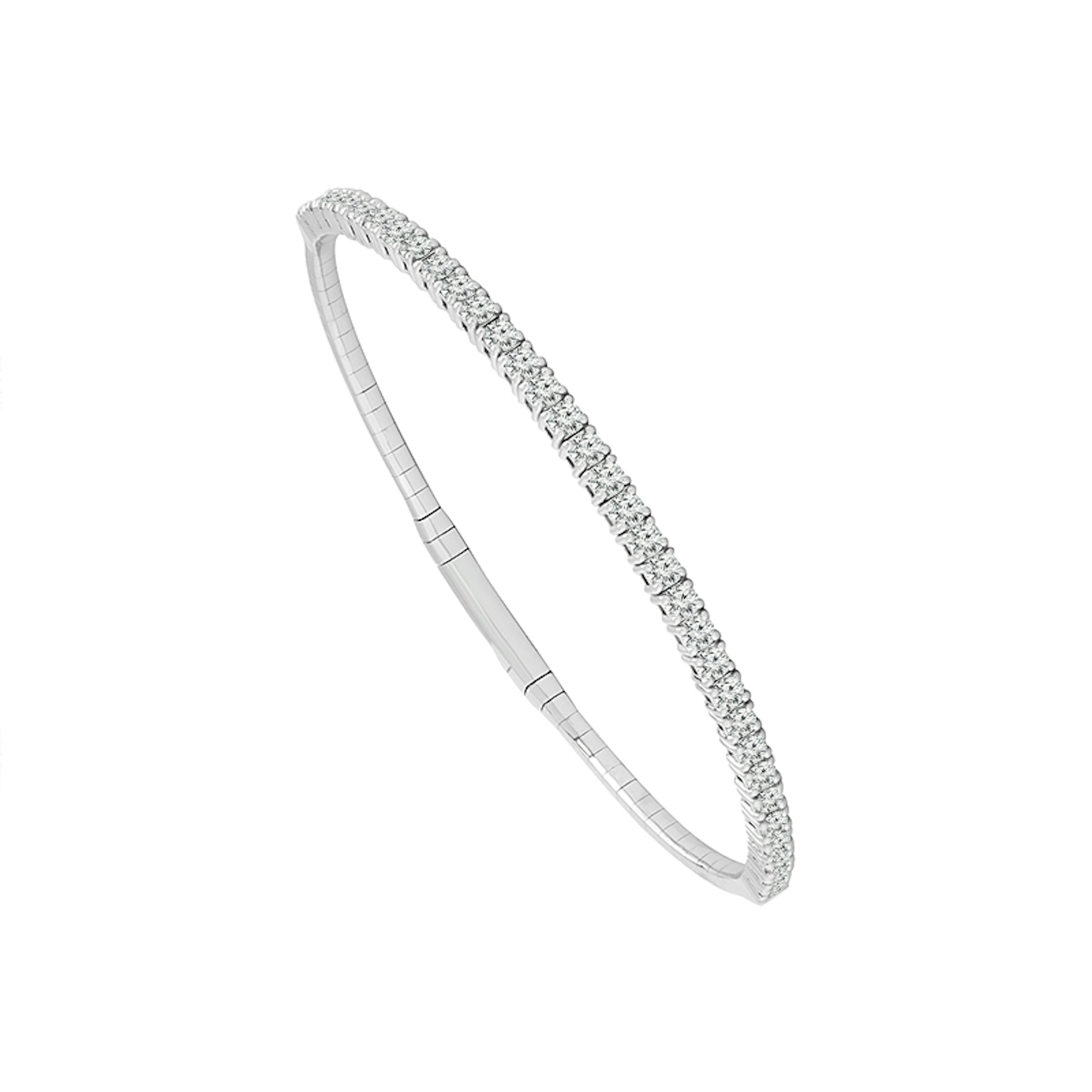 Vertical 14K White Gold Diamond Flexie Bangle Bracelet
