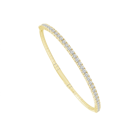 Vertical 14K Yellow Gold Diamond Flexie Bangle Bracelet
