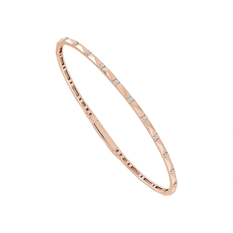 Vertical 14K Rose Gold Diamond Flexie Bangle Bracelet