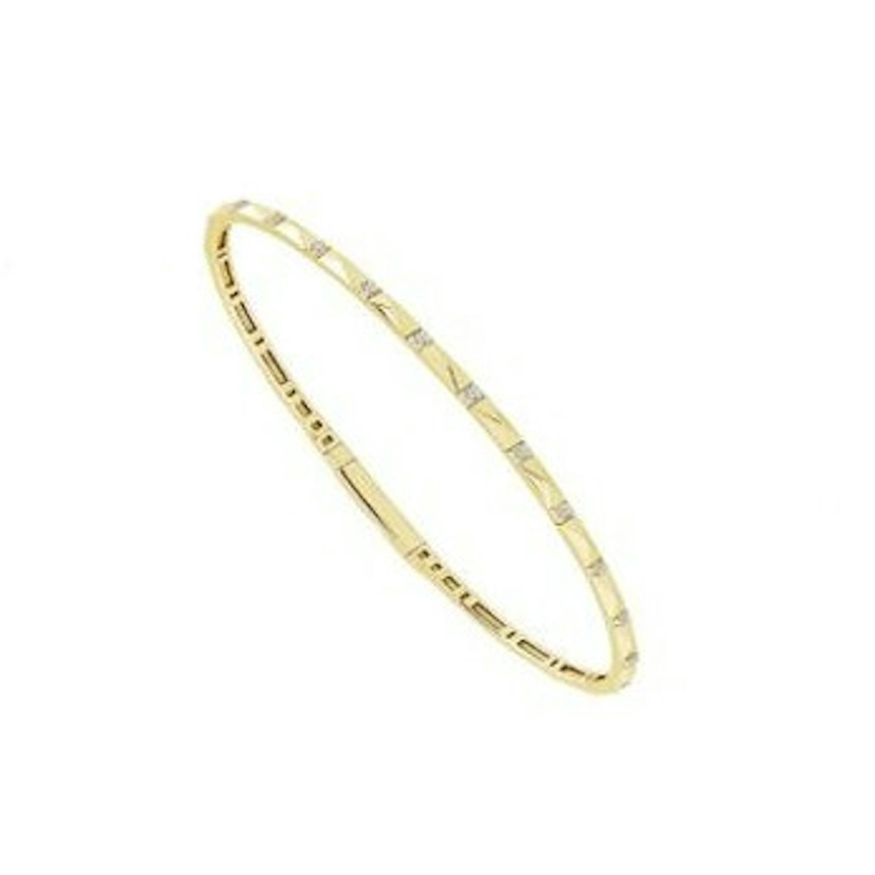 Vertical 14K Yellow Gold Diamond Flexie Bangle Bracelet