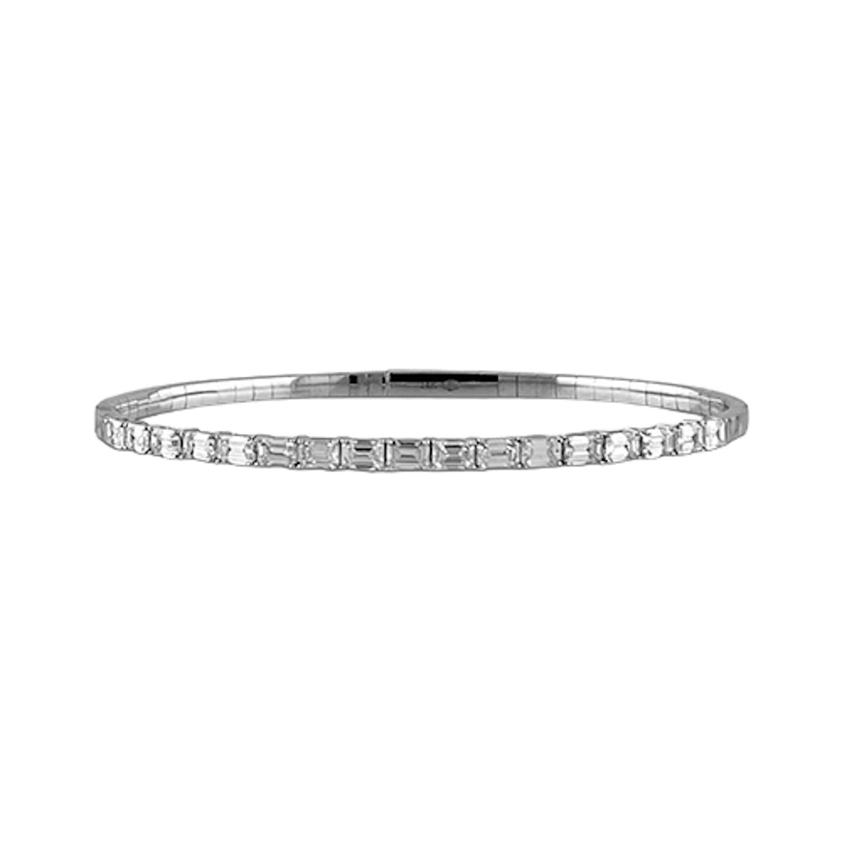 Vertical 14K White Gold Diamond Bangle