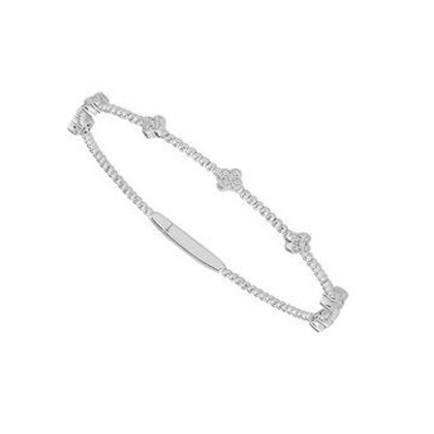 Vertical 14K White Gold Diamond Flexie Bangle Bracelet