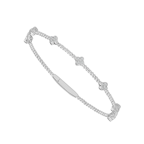 Vertical 14K White Gold Diamond Flexie Bangle Bracelet