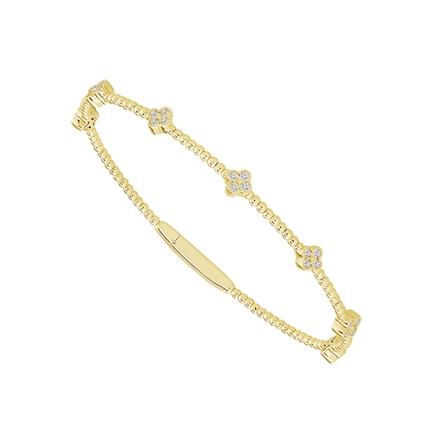 Vertical 14K Yellow Gold Diamond Flexie Bangle Bracelet