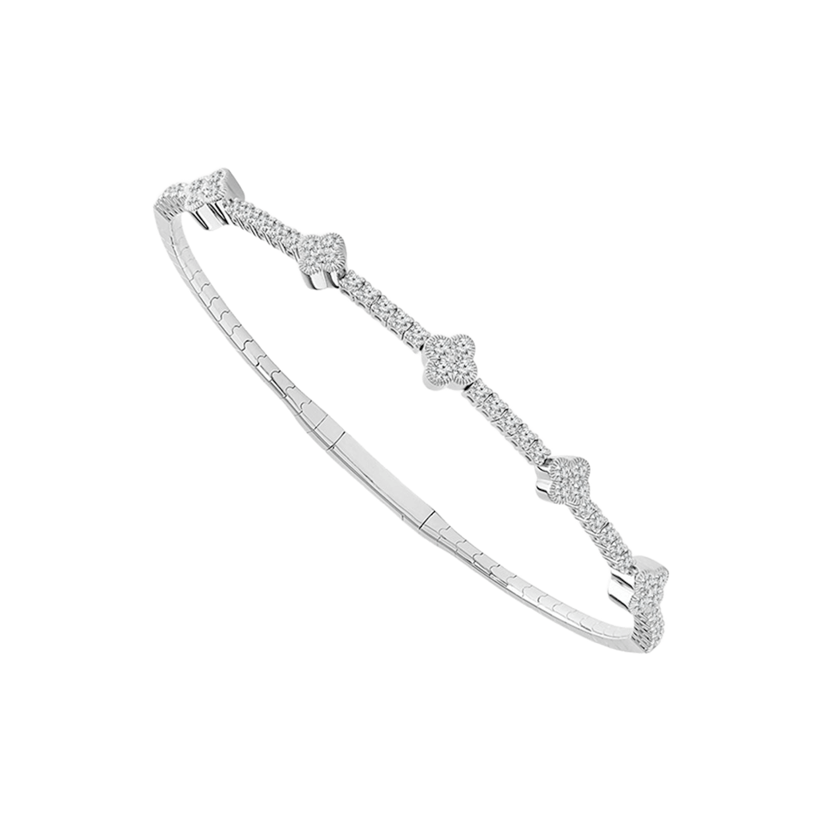 Vertical 14K White Gold and Titanium Diamond Bangle