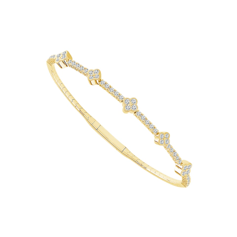 Vertical 14K Yellow Gold and Titanium Diamond Bangle