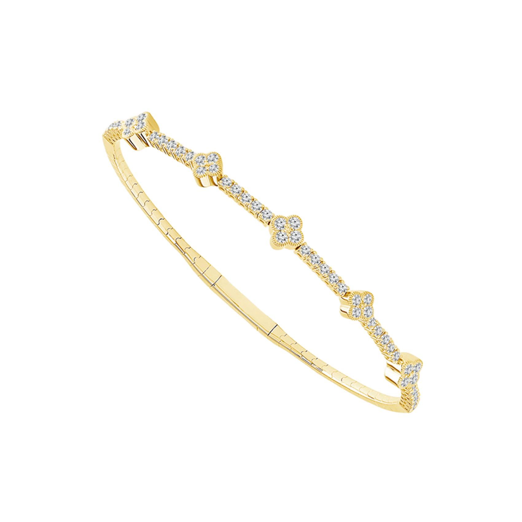 Vertical 14K Yellow Gold and Titanium Diamond Bangle