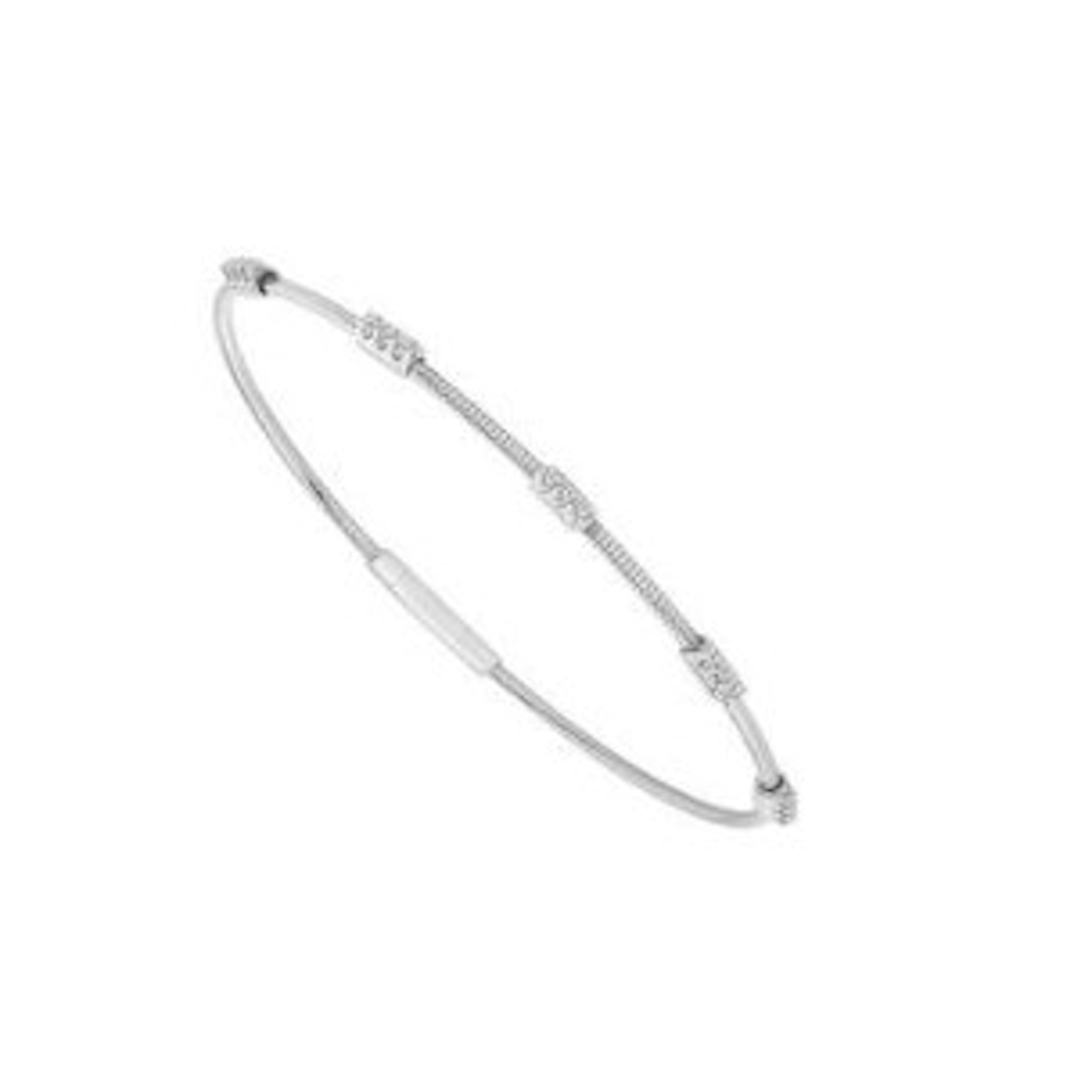 Vertical 14K White Gold Diamond Flexie Bangle Bracelet