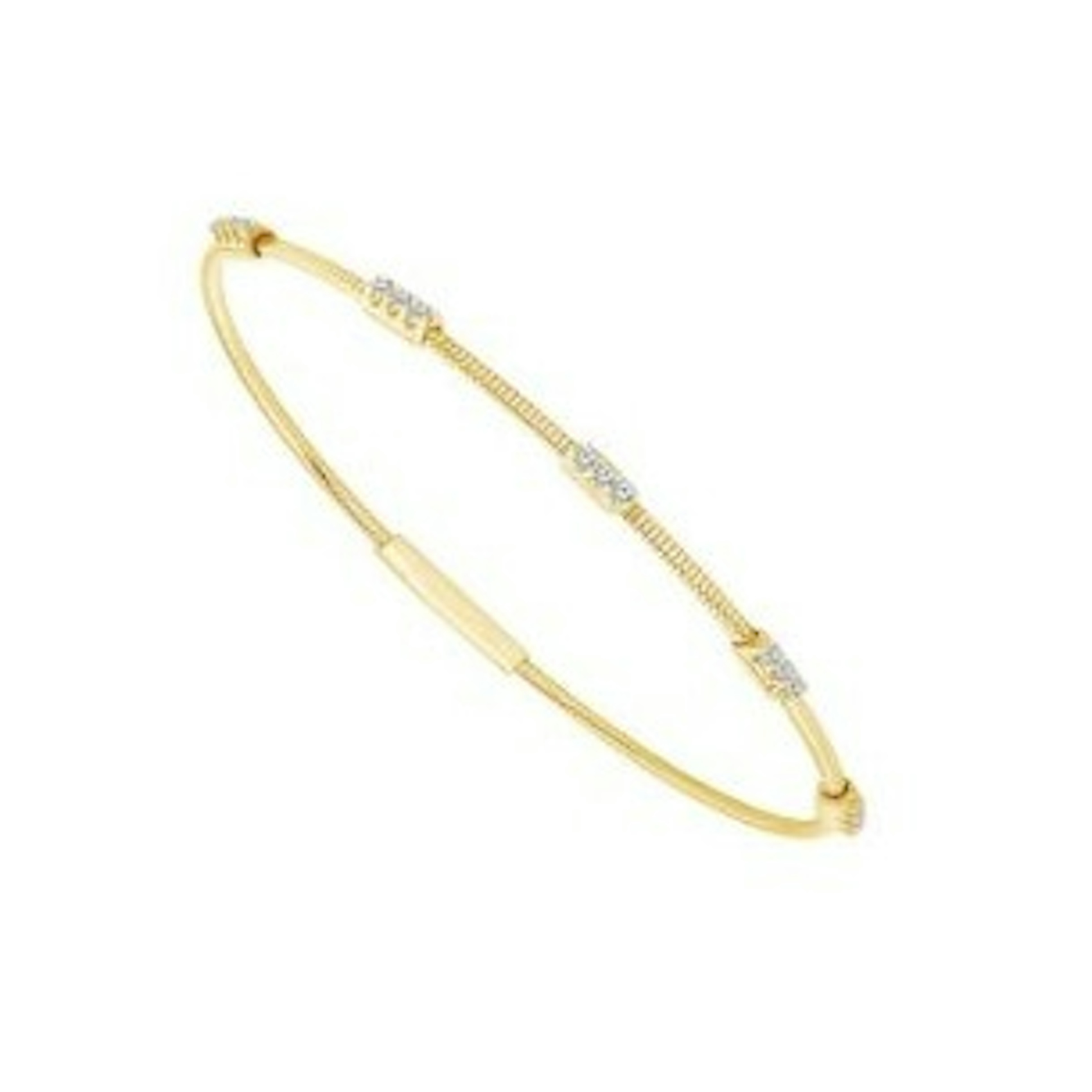 Vertical 14K Yellow Gold Diamond Flexie Bangle Bracelet