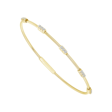 Vertical 14K Yellow Gold Diamond Flexie Bangle Bracelet