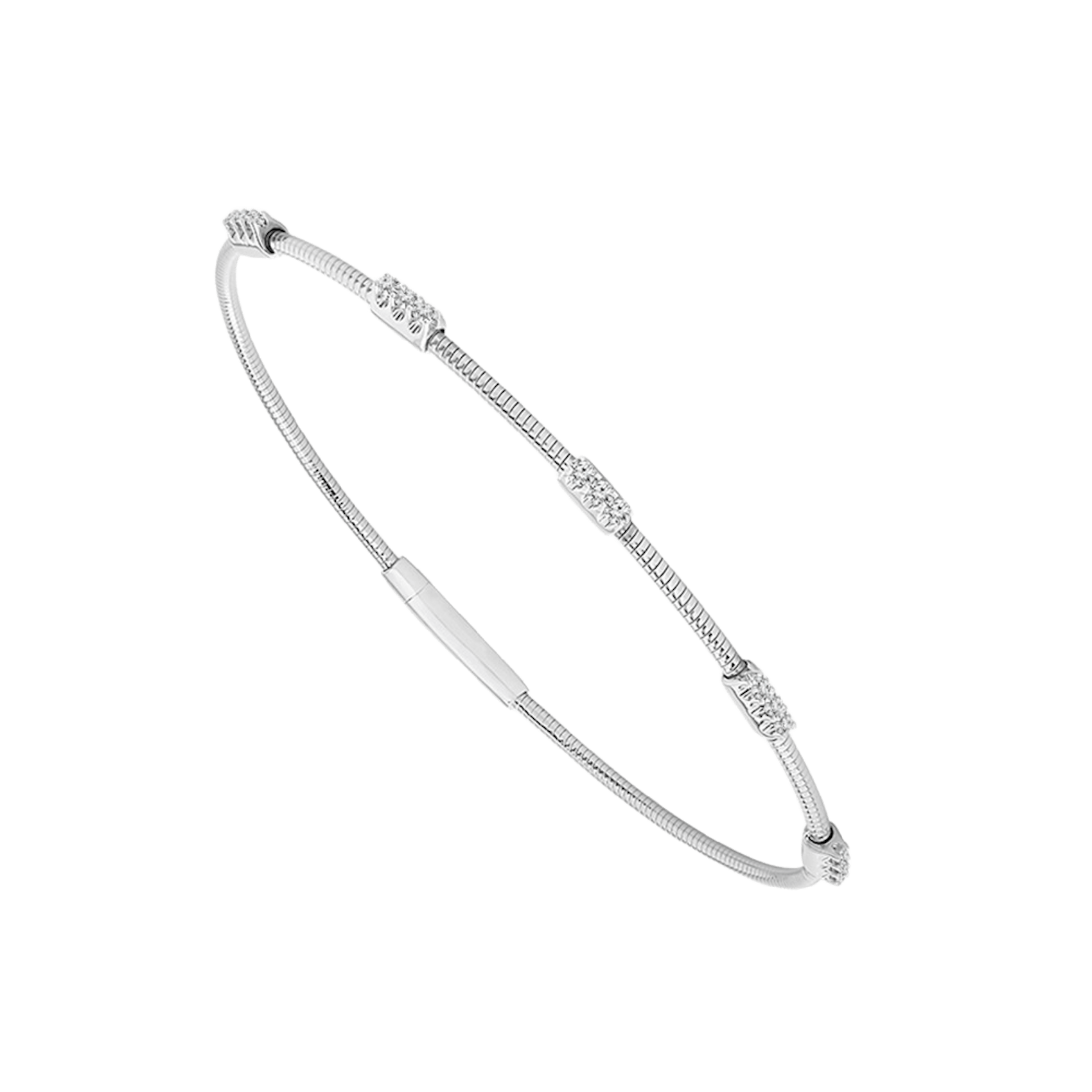 Vertical 14K White Gold and Titanium Diamond Bangle