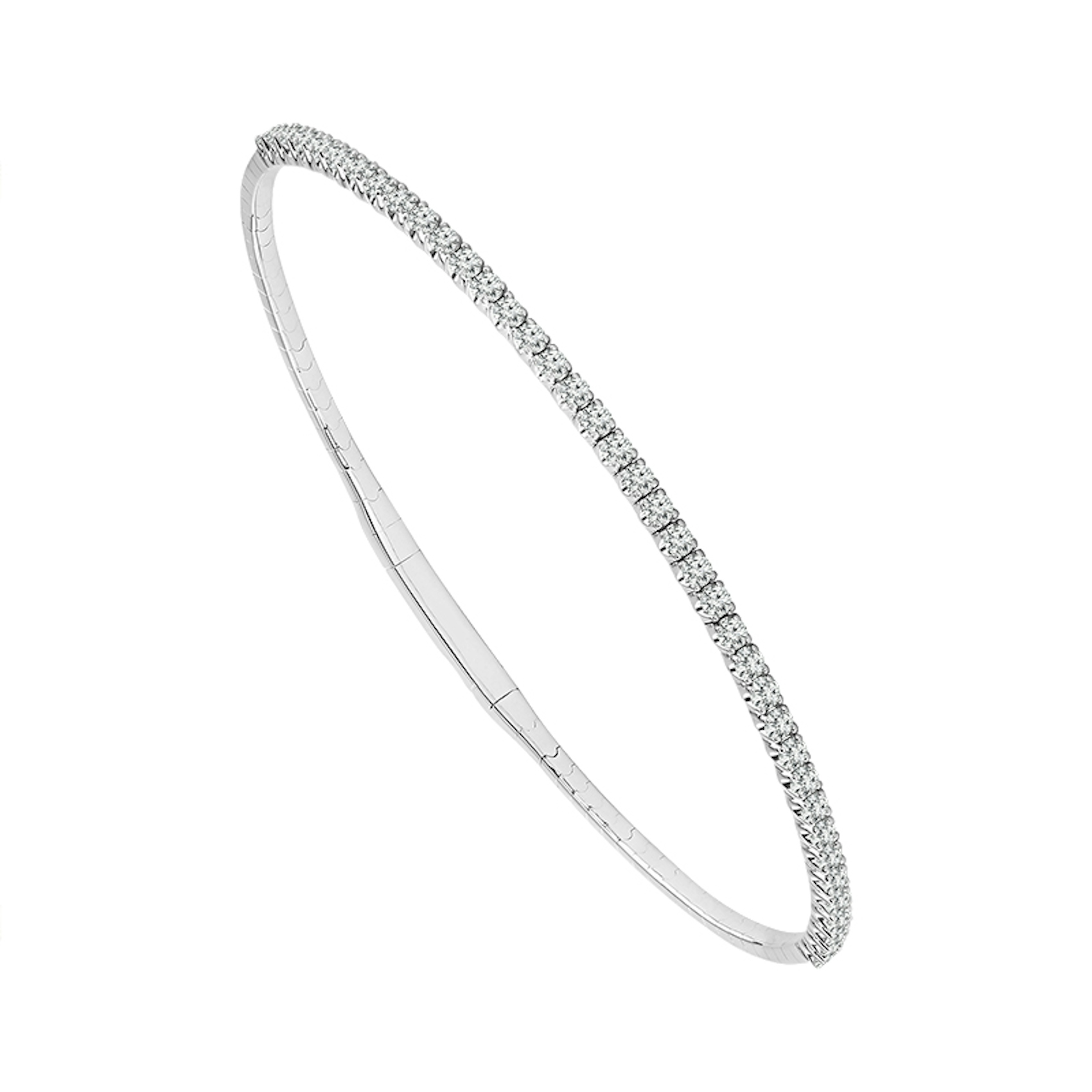 Vertical 14K White Gold Diamond Flexie Bangle Bracelet