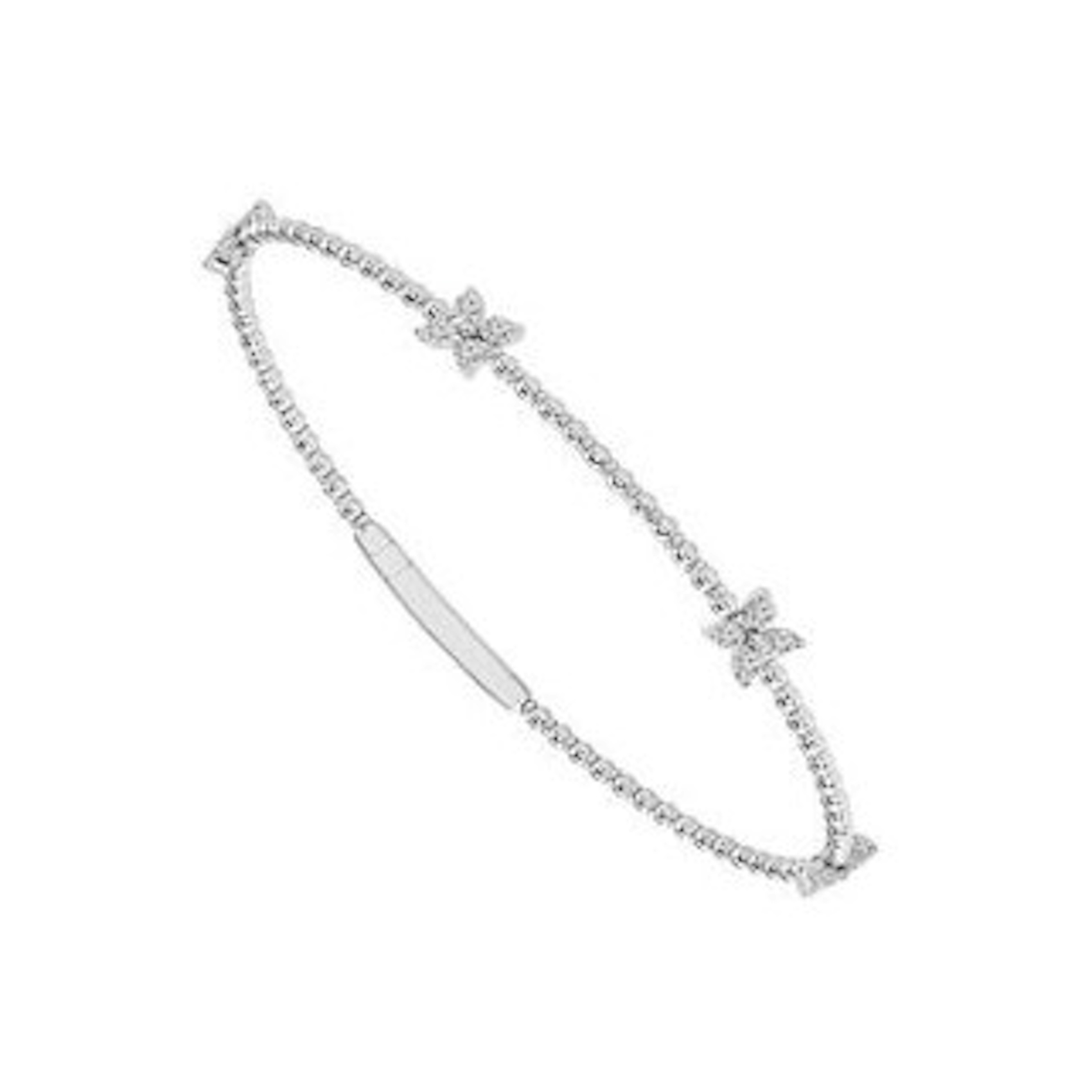 Vertical 14K White Gold Diamond Flexie Bangle Bracelet