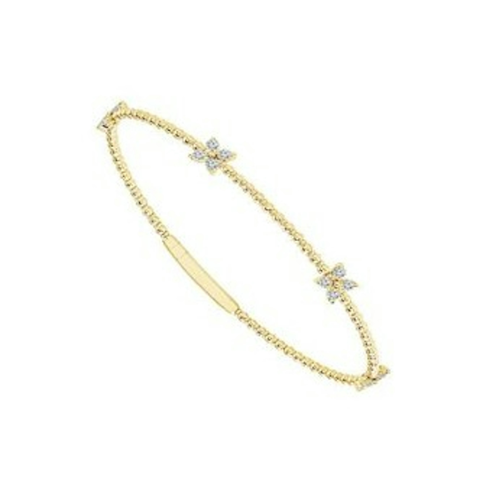 Vertical 14K Yellow Gold Diamond Flexie Bangle Bracelet