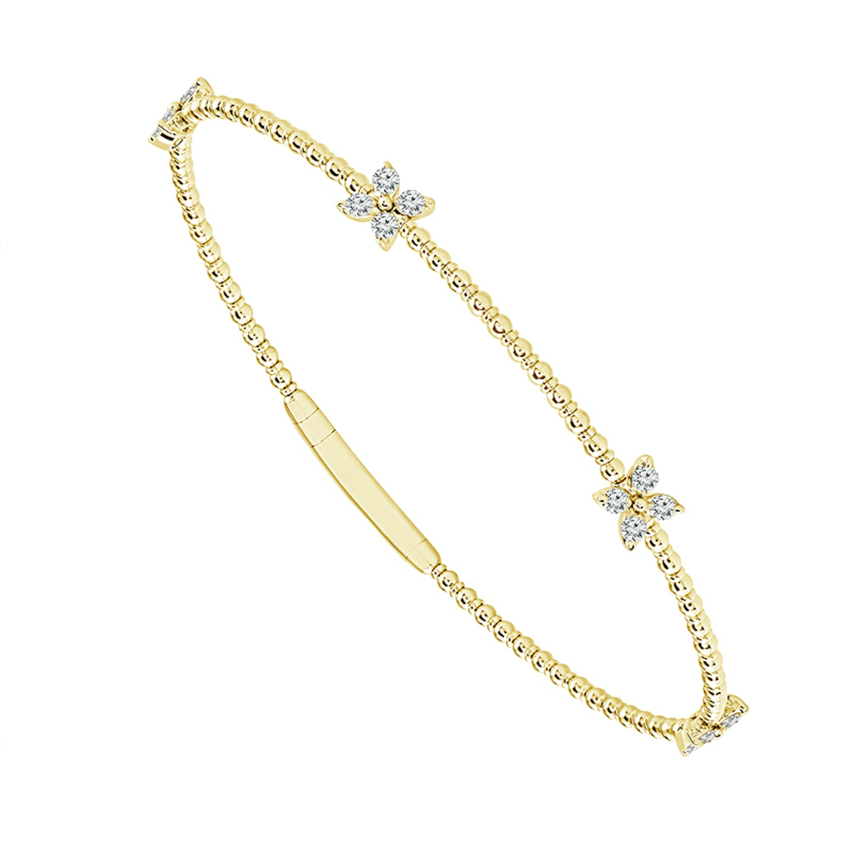 Vertical 14K Yellow Gold Diamond Flexie Bangle Bracelet