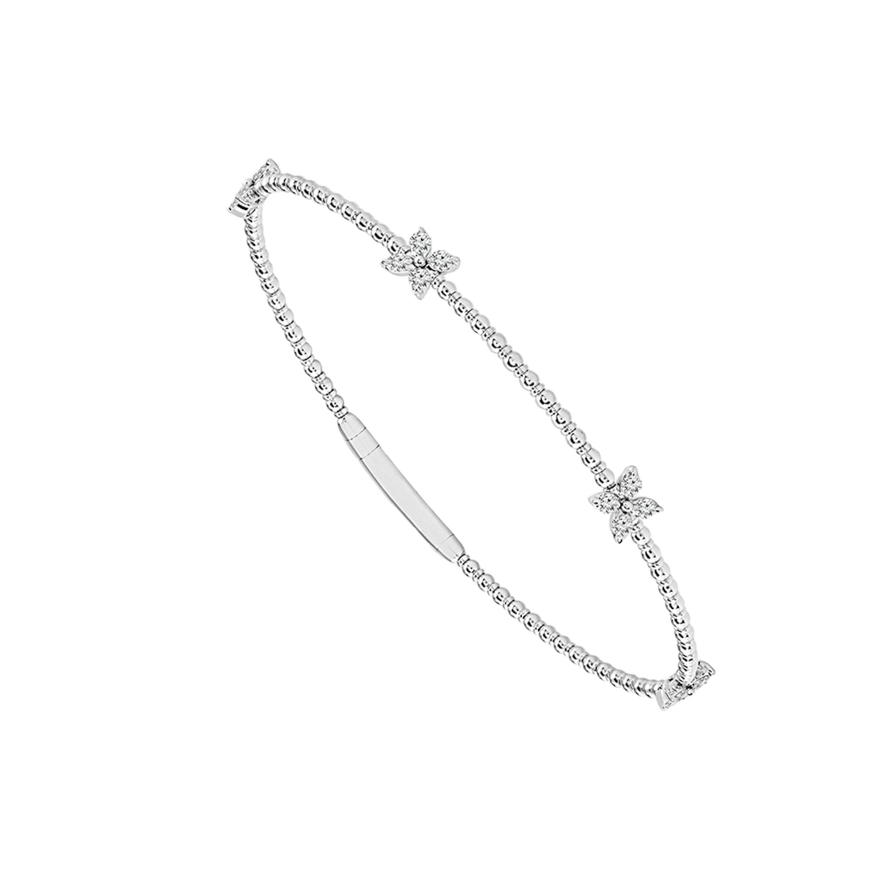 Vertical 14K White Gold and Titanium Diamond Bangle