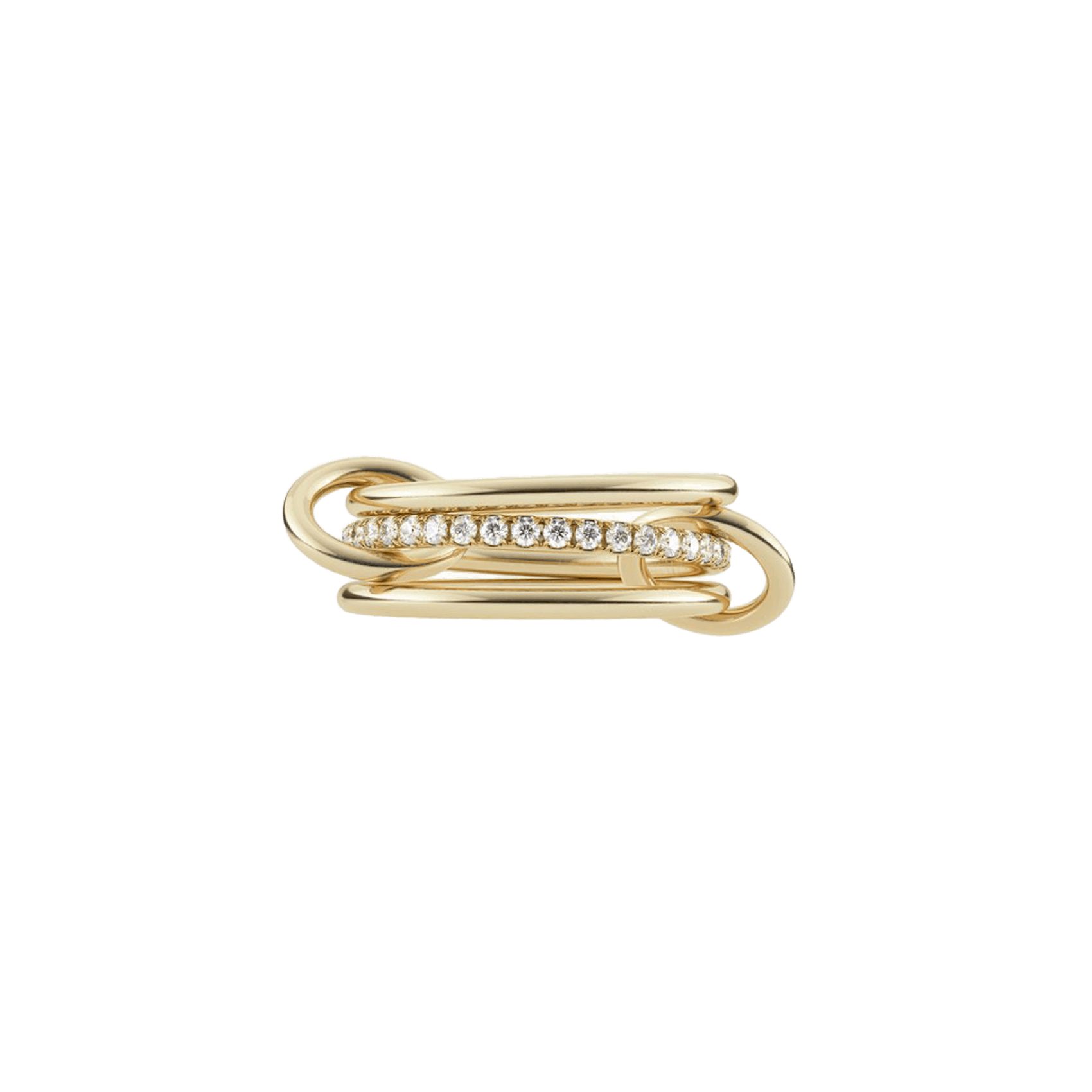 Vertical 18K Yellow Gold/18K Rose Gold Sonny Max Cognac, Champagne, and White Diamond 3-Band Ring