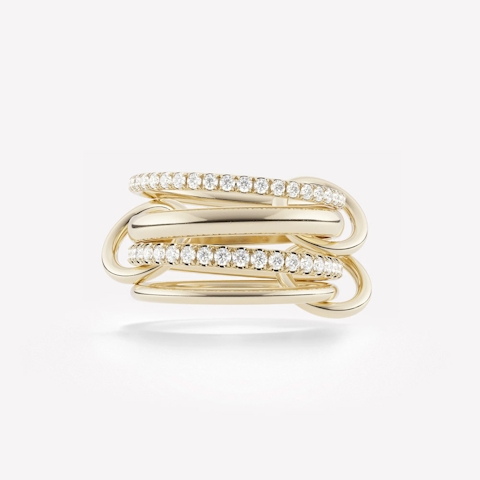 Vertical 18K Yellow Gold Polaris Diamond 4-Band Ring
