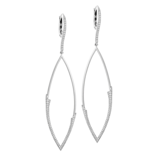 Vertical 18K White Gold Diamond Drop Earrings
