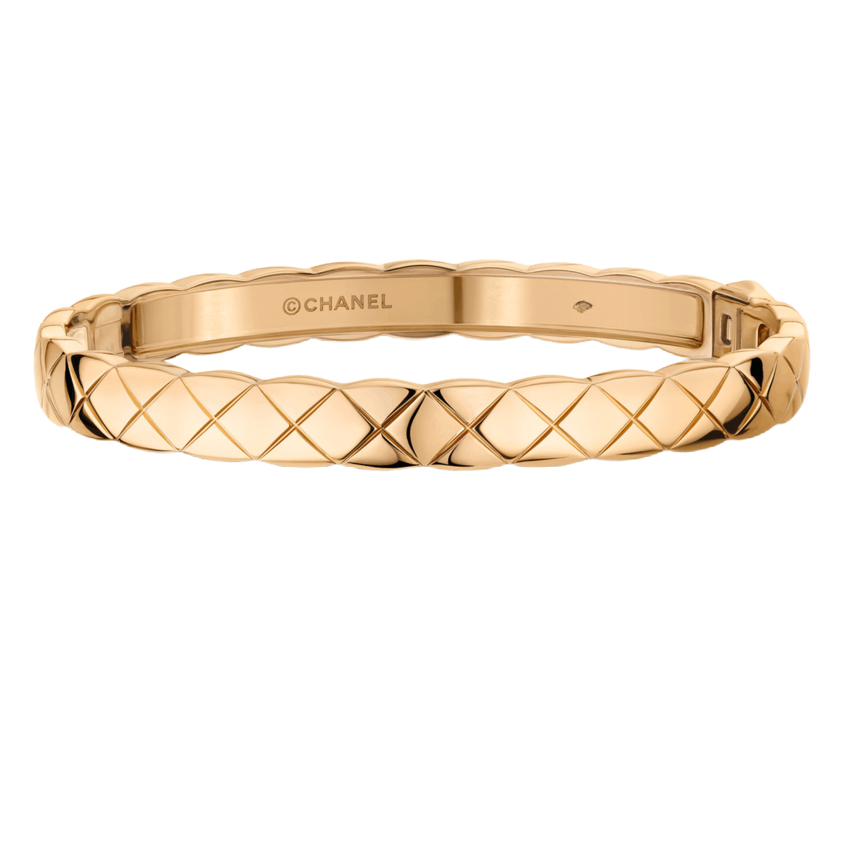 Vertical 18K Beige Gold Coco Crush Quilted Bangle