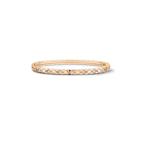 Vertical 18K Beige Gold Coco Crush Diamond Mini Bangle
