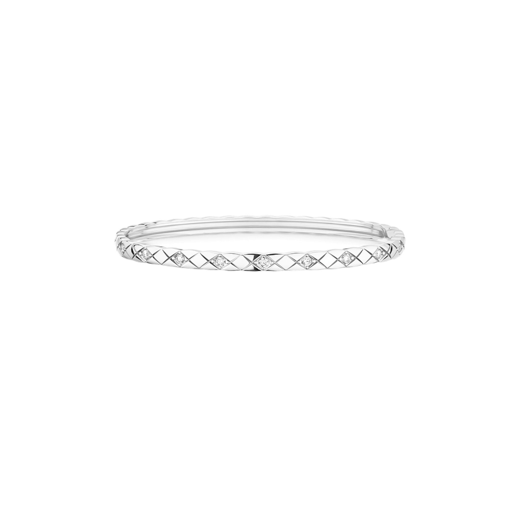 Vertical 18K White Gold Coco Crush Diamond Mini Bangle